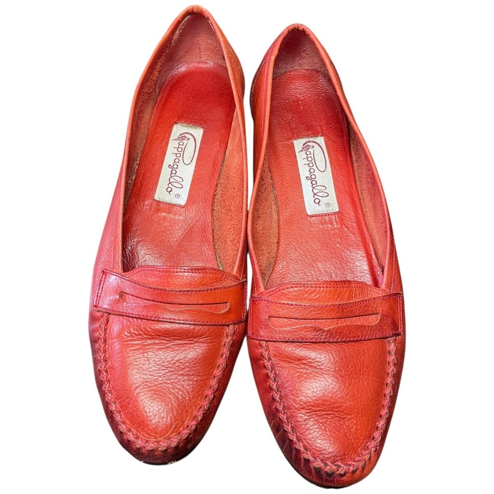 Vintage Pappagallo Penny Loafer Womens 10M Red/Orange  Leather  Casual Preppy - Picture 2 of 16